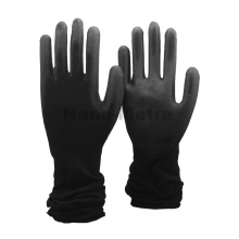 NMSAFETY light black nylon coated black PU gloves with extra long cuff